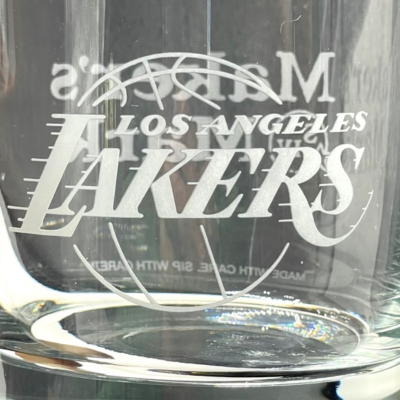 Los Angeles Lakers Maker's Mark Bourbon Whiskey Lowball Rocks Glass Set of 2 NBA - Picture 9 of 10
